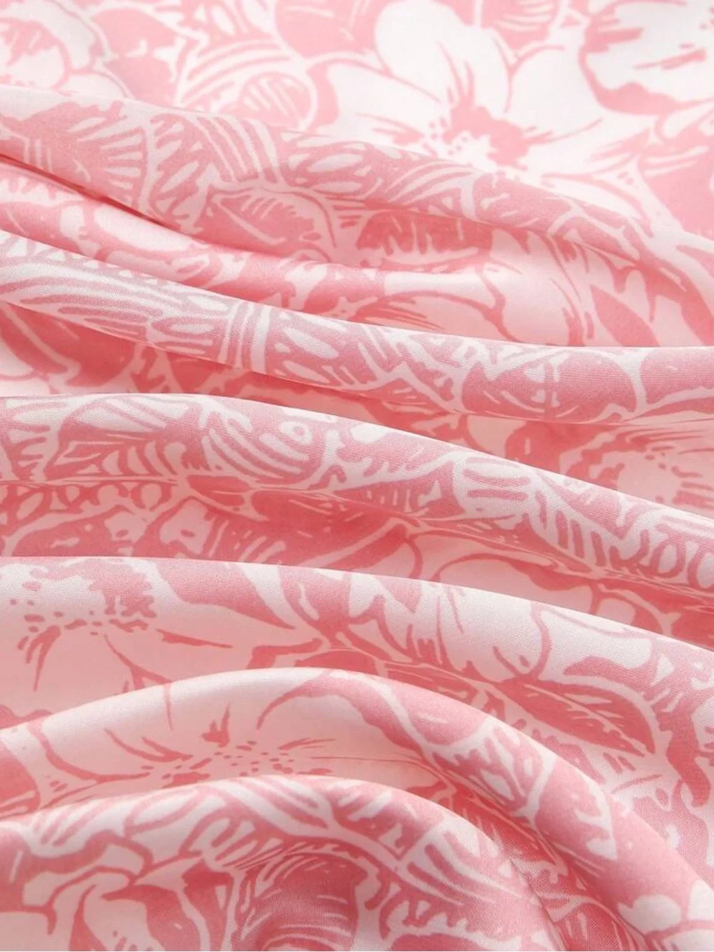 Pink & White Floral Neck Scarf - Women's Accessory 27.5”